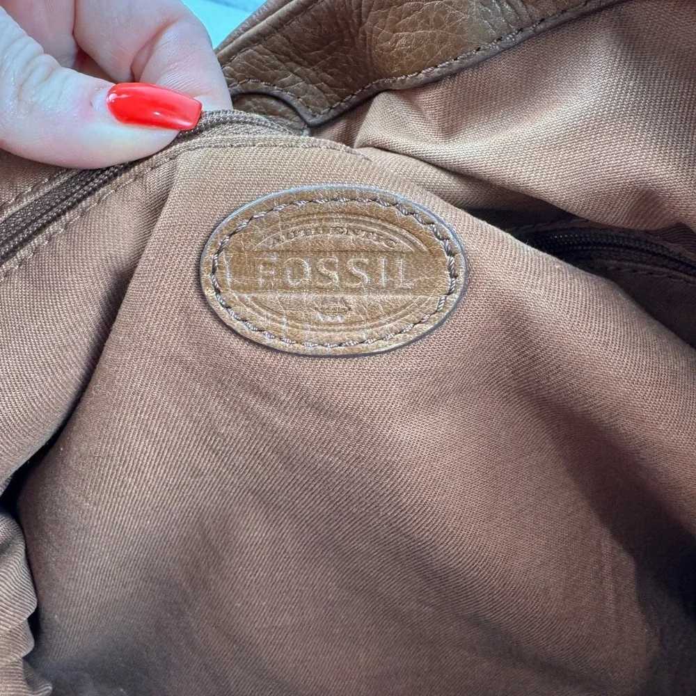 Fossil Woven Canvas Tote Bag Black Brown Leather Trim Shoulder Bag Key Fob